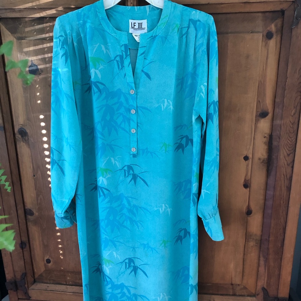 Vintage Silk Leslie Fay Blue Midi Dress